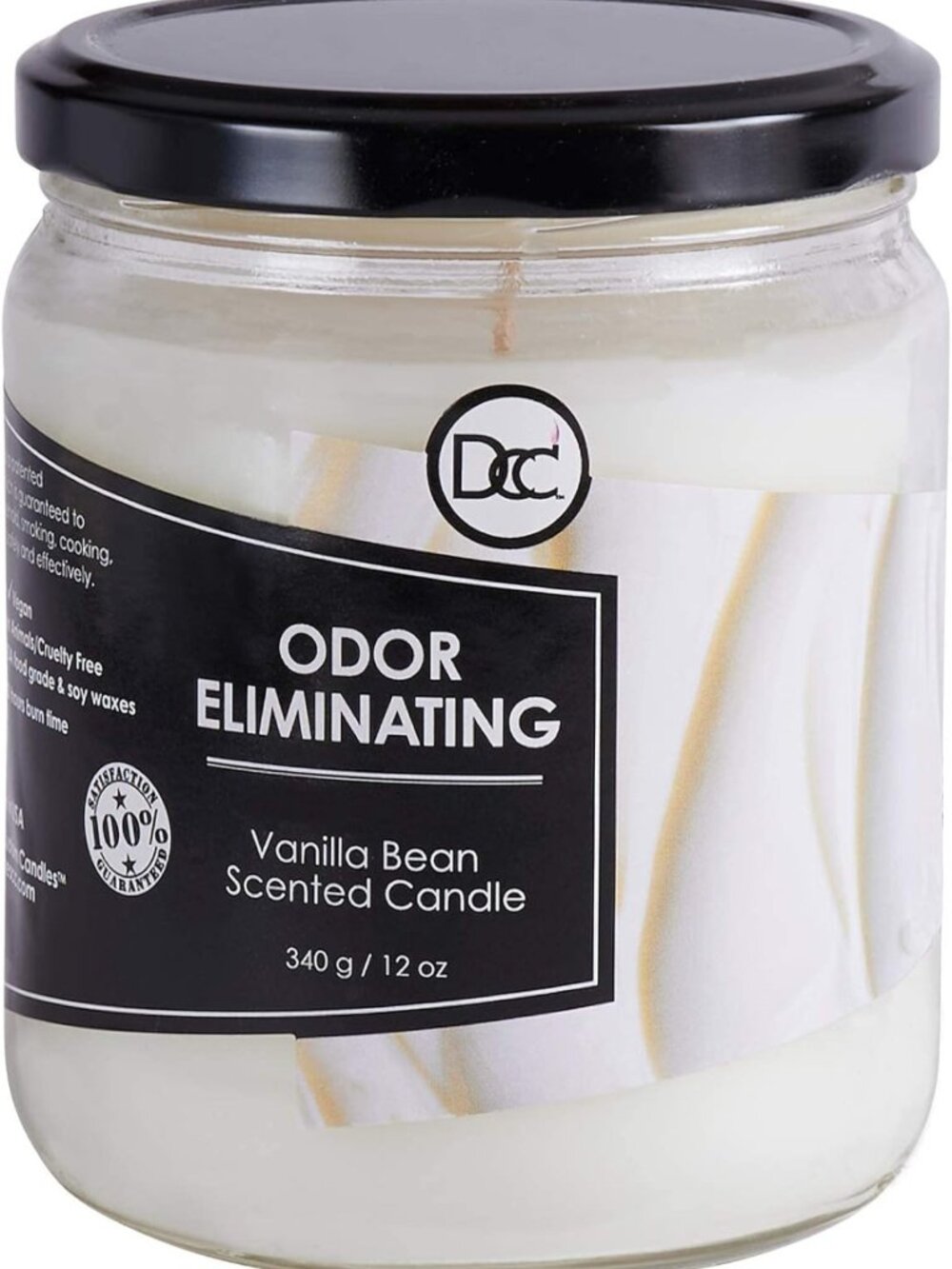 Vanilla Bean Odor Eliminating Candle - Long-Lasting 80 Hour Burn, Pet & Smoke